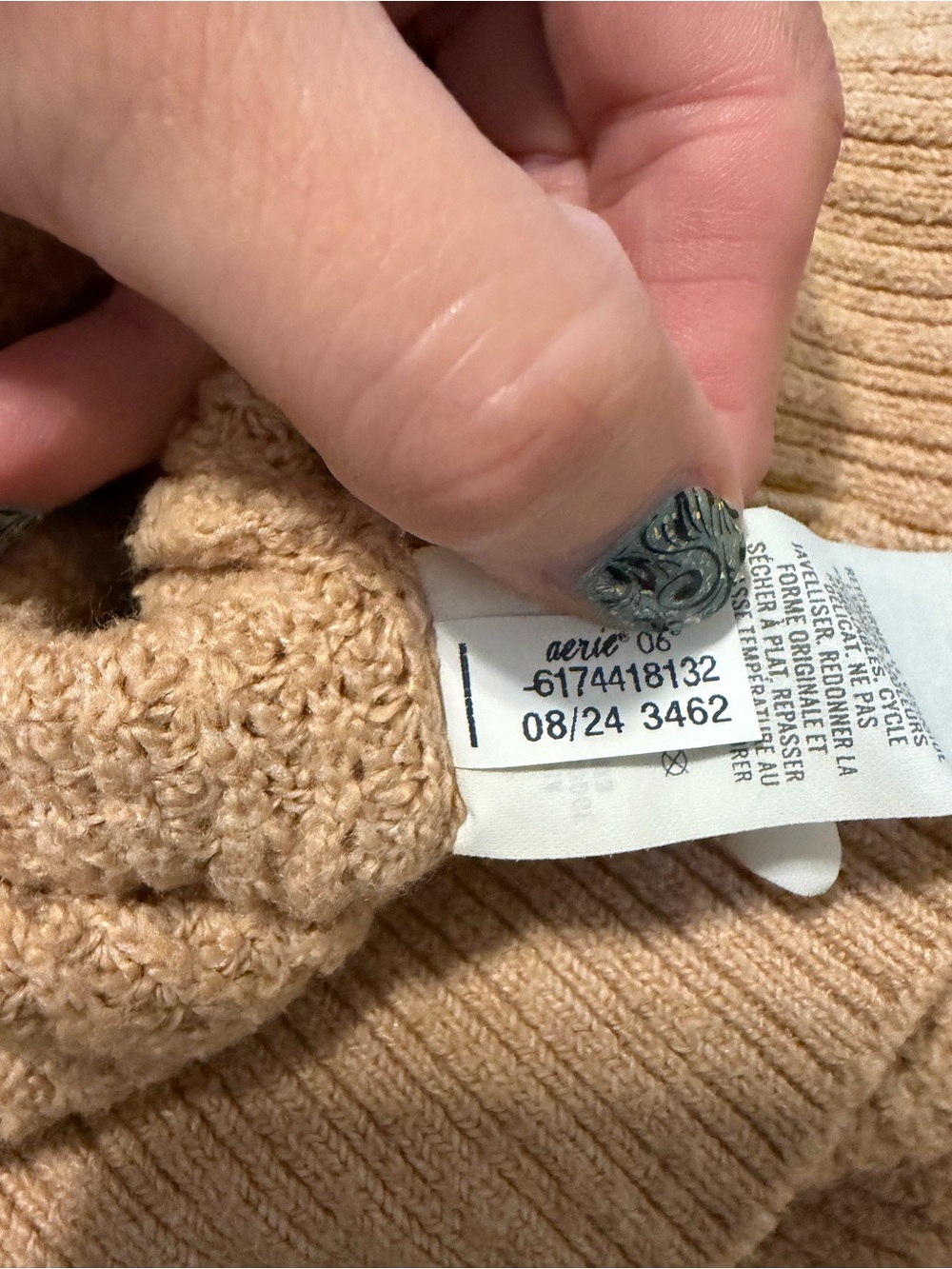 Aerie Oversized Waffle Knit Collared Sweater Beige Tan Cozy Lounge Size Small - Picture 10 of 10